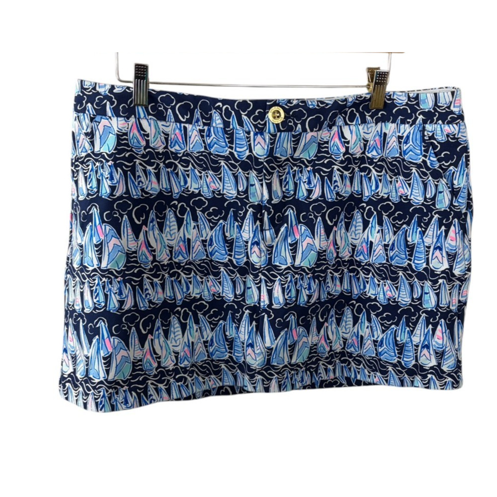 Lilly Pulitzer Colette Knit Skort Sails & Stripes Sailboats Size 14 Nautical